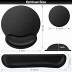 Ergonomic Keyboard Wrist Rest, Mouse Pad with Wrist Rest Black, Funny Gaming Mousepad with Wrist Support, Memory Foam Wrist Rest Set for Computer Keyboard, Office Desk Accessories