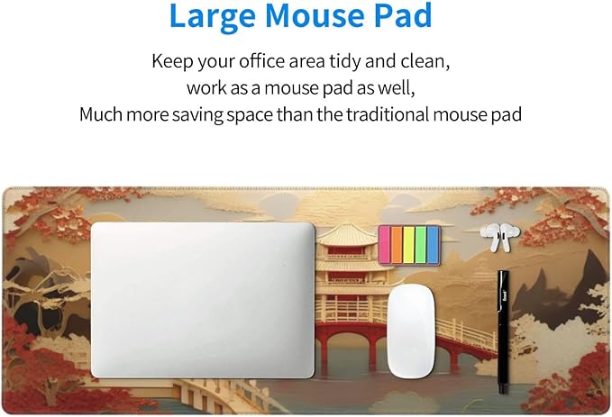 Gaming Mouse Pad, Large Non-Slip Rubber Base Mousepad, Keyboard Mouse Mat, Desk Pad with Stitched Edges, 31.5x11.8inch, Asia Palace