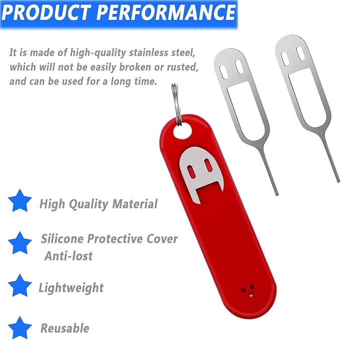 6 Pack SIM Card Removal Tool, Sim Card Tray Opening Tool Eject Pins Needle Opener Ejector Compatible with All iPhone Apple iPad HTC Samsung Galaxy Cell Phone Smartphone Watchchain Link Remover