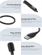 MillSO USB Microphone for Laptop Gooseneck Portable Mini USB Computer Microphone Plug&Play Omnidirectional External PC Microphone for YouTube, Streaming, Podcasting, Recording, Gaming - 1 FT