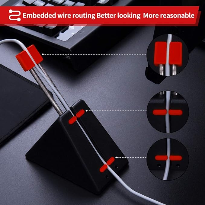Hotline Games Mouse Bungee Mouse Cord Clip Cord Management System Fixer Holder for Esports FPS Game (3.0 Black)