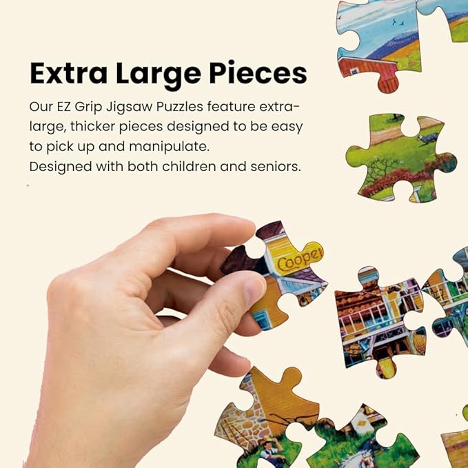 MasterPieces - 500 Piece Jigsaw Puzzle, Large EZ Grip Shapes, Free Wheeling, Fun for Adults, Seniors, Family, Kids, 19.25" x 26.75"