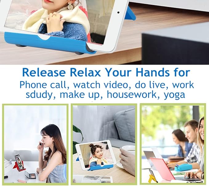 Adjustable Foldable Cell Phone Stand for Desk, Compatible with Most Devices, 1.5 Ounces, Blue