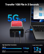 ORICO External USB 3.0 to SATA Hard Drive Lay-Flat Docking Station for 2.5 or 3.5in HDD, SSD Up to 24TB [Support UASP]