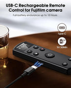 for Fujifilm Camera Remote Control, Hanpusen Rechargeable Wireless Shutter Release with OLED Screen for Fujifilm X100 VI/X-M5/X-T30 II/X-E5/X-T5/X half/X-H2S/X-T30/X-T4/X-T3/X-S20/X-S10/X-T50/X-H2