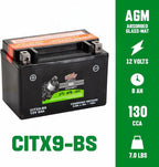 Interstate Batteries YTX9-BS 12V 8Ah Powersports Battery 130CCA AGM Rechargeable Replacement for BMW, Honda, Kawasaki Motorcycles, ATVs, Scooters (CITX9-BS)