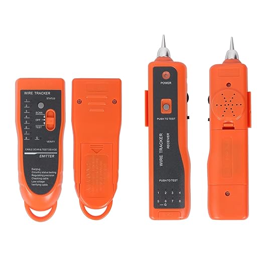Goeco Ethernet Network Toner RJ11 RJ45 Network Cable Tester LAN Tracker Wire Finder Cat5 Cat6 with 2 Network Wire Stripper Toolkit Orange