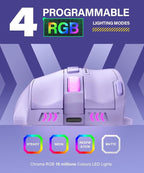 UtechSmart Venus Pro Wireless MMO Gaming Mouse, 16,000 DPI Optical Sensor, Wired/Wireless Dual Modes, 16M Chroma RGB Lighting, 16 Programmable Buttons, Ergonomic Design, Up to 70H, Purple