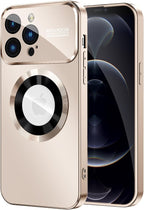 Magnetic for iPhone 12 Pro Max Case, Compatible with MagSafe, Built-in Camera Lens Protector, Logo View, Military Grade Drop Proof Phone Case Cover, Desert Titanium