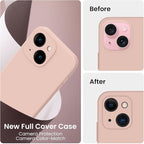 FireNova Designed for iPhone 15 Case, Silicone Upgraded [Camera Protection] Phone Case with [2 Screen Protectors], Soft Anti-Scratch Microfiber Lining Inside, 6.1 inch, Pinksand