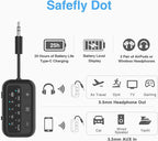 1Mii SafeFly Dot Airplane Bluetooth 5.3 Transmitter Receiver for 2 Headphones, aptX Low Latency/Adaptive Wireless Audio Adapter for in-Flight TV/PC/Car/Home Stereo/Speaker, Volume Control