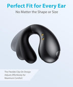 Ultra Open Ear Earbuds - Ergonomic Clip-On Earbuds, Small Bone Conduction Over-The-Ear Headphones with Waterproof Design, Perfect Running Headphones for Sports and Fitness, Black