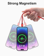 Magnetic Charging Cable 3A Fast Charging (4-Pack, 3.3/3.3/6.6/6.6 ft) 3 in 1 Magnetic Phone Charger, 480Mbps Data Transfer, USB A to Type C Charger Cable USB-C/Iproduct Micro USB Device (Deep Red)