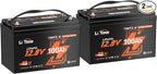 LiTime 12V 100Ah LiFePO4 Group 31 Battery, Compatible with Victron, Built-in 100A BMS & Bluetooth, Low-Temperature Protection, CAN/RS485 Communication, Ideal for Trolling Motors, Marine, RV (2Pack)