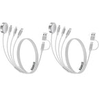 4-in-2 Multi Charging Cable for Apple Watch Charger/Samsung/iPhone Charger,Car/Office/Camping/Travel Essentials,Type C Cable Cord for iWatch Ultra/10-2/iPhone 16-11/Samsung S25-S20,iPad,airPods-White