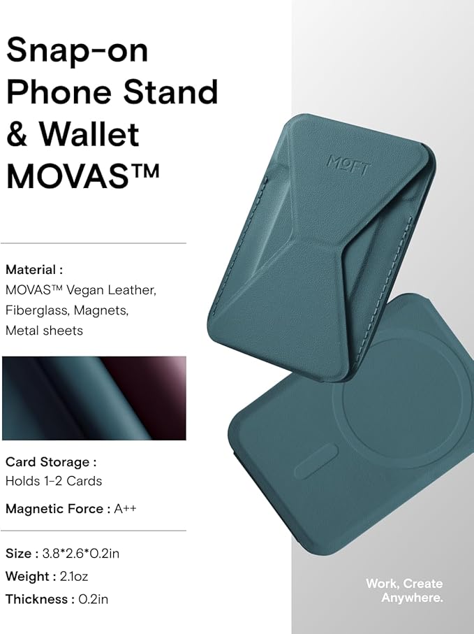 MOFT Magnetic Wallet Stand Compatible with iPhone 16/15/14/13/12 Series, Angle Adjustment & Magsafe Compatible MOVAS Phone Stand,Jungle