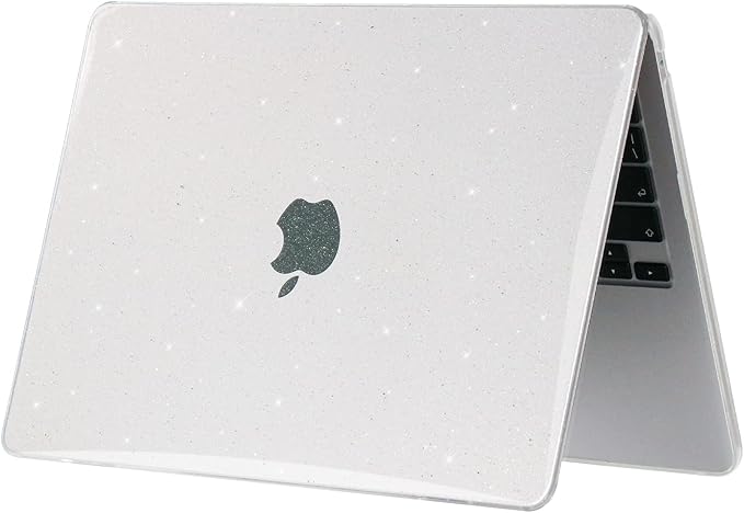 Sparkly Clear Case for MacBook Pro 13 inch M2 M1 A2338 A2289 A2251 A2159 A1989 A1706 2023-2016 Release with Touch ID, 6 in 1 Glitter Plastic Hard Shell&Keyboard Cover&Screen Protector&Webcam Cover