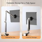 Magnetic Tablet Stand for Desk Aluminum Alloy Phone iPad Desk Holder Overhead Arm Mount with 360°Rotate Base for Magsafe/iPhone/Android/iPad (Magnetic Gray)