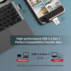 GIGASTONE 256GB Nano Luxus Dual Drive, Z50 USB 3.2 Gen 1, 2-in-1 USB-A & Type-C, 100MB/s Ultra Fast, Cap Design, Metal, Plug & Play for Smartphone/PC/Mac/TV/Car, 2.0/3.0/3.1 Compatible