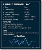 Aairhut Thermal Pad 13W/mK, 120x120x1mm Silicone Cooling Pad GPU CPU Non Conductive Heat Resistance Extreme Odyssey Cover with Dual Self-Adhesive Films for PC Laptop Heatsink/GPU/CPU/LED
