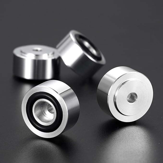 Facmogu 4PCS Silver Aluminum Alloy Speaker Isolation Feet, Turntable Isolation Pad for Reduce Vibration & Resonance, Speaker Spike Pads with Non-Slip Rubber Ring for Amplifier HiFi Devices Recorder CD