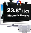 [2 Pack] Magnetic 23.8 Inch Computer Privacy Screen for 16:9 Aspect Ratio Widescreen Monitor, Hanging Eye Protection Anti Glare Blue Light Computer Monitor Privacy Filter, Removable 23.8 in Protector Film