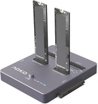AOKO M.2 NVMe SSD Cloner, Dual-Bay 4-in-1 Hard Drive Duplicator/Reader, Supports M.2 NVMe/NGFF SATA, mSATA & SATA 2.5"/3.5" HDD,Offline Cloning Without PC