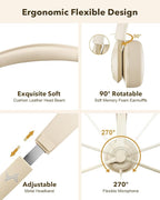 USB Headset with Microphone for PC, On-Ear Computer Laptop Headphones with Noise Cancelling Mic in-line Control for Home Office Online Class Zoom (USB+3.5mm, Apricot)