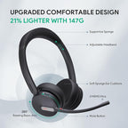 Yealink BH70 Wireless Bluetooth Headset with Microphone for Work, up to 35h Talking Battery Life, 3-Mic, 147g Lightweight Microsoft Teams Certified Headphone for Open Office, USB-C to A