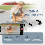 GIGASTONE 64GB Nano Luxus Dual Drive, Z50 USB 3.2 Gen 1, 2-in-1 USB-A & Type-C, 100MB/s Ultra Fast, Cap Design, Metal, Plug & Play for Smartphone/PC/Mac/TV/Car, 2.0/3.0/3.1 Compatible