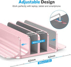 OMOTON [Updated Dock Version] Vertical Laptop Stand, Double Desktop Stand Holder with Adjustable Dock (Up to 17.3 inch), Fits All MacBok/Surface/Samsung/HP/Dell/Chrome Book (Rose Gold)