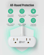 SUPERDANNY Power Strip with USB, 9.8ft Mini Desktop Charging Station with 2 Wide-Spaced Outlets & 4 USB Ports, Portable Flat Plug Extension Cord for Travel, Dorm, Room, Home Office Essentials, White