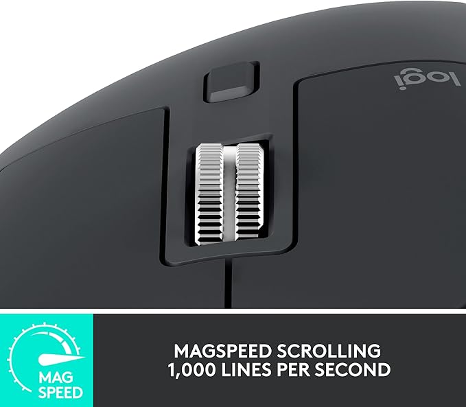 Logitech MX Master 3S Wireless Mouse Standard Edition with Logi Bolt USB Receiver, Ultra-fast Scrolling, Ergo, 8K DPI, Track on Glass, Quiet Clicks, USB-C, Bluetooth, Windows, Linux, Chrome - Graphite