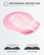 Ergonomic Mouse Pad Wrist Support, Comfortable Mouse Pad Wrist Rest, Relieve Wrist Pain Gel Mouse pad, Non-Slip Rubber Base Mousepad for Laptop, Computer(Gradient Baby Pink)