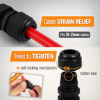 MGI SpeedWare 1" NPT Strain Relief Nylon Cord Grip Cable Glands, Black Plastic Grommet 2-Pack