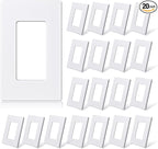 ELEGRP Matte White 1-Gang Screwless Decorative Wall Plates, Standard Size Unbreakable Thermoplastic Faceplate Cover for Decorator Receptacle Outlet Switch, UL Listed (20 Pack)