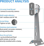 ZT-NET Security Camera Corner Pole Mounting Bracket Stainless Steel Mount with Extension Arm for Surveillance Systems Compatible with CCTV IP Cameras Indoor and Outdoor (Not Included Camera