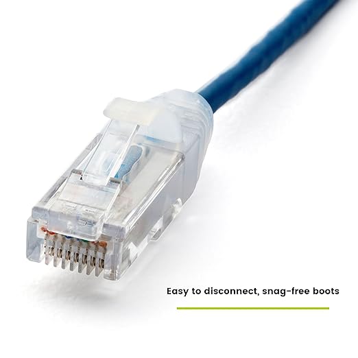 TRUECABLE Cat6 Component Rated Patch Cable, Unshielded (U/UTP), 14ft, Blue, 28AWG Solid Copper, Snagless 10G High-Speed Ethernet Cable, PoE++ 4PPoE 100W, UL Listed, RoHS-3, 5 Pack