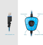SA902 7.1 USB Surround Sound PC Headsets Over-Ear Gaming Headphones with Microphone LED Light