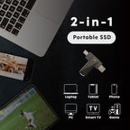 LinkMore NR P50 512GB External SSD – Type-C & USB-A Portable Drive, USB 3.2 5Gbps, 530MB/s Read, 480MB/s Write, 110MB/s Sustained Write – Works with iPhone-15+, PS5, Steam Deck, Android, Mac, Windows