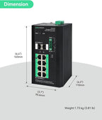 LINOVISION Industrial 8 Ports Gigabit Managed PoE Switch with DC12~57V Input, L2 Management, RS485 Serial Port, DC 12/24V Output, BT 90W Output