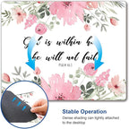 Mouse Pad, Cute Inspirational Quote with Floral Mouse Pad for Women, Washable Square Cloth Mousepad for Office Laptop, Non-Slip Rubber Computer Mouse Pads for Wireless Mouse, Psalm 46:5