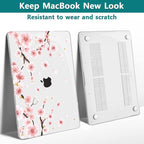 Teryeefi New MacBook Air 13 Inch Case 2021 2020 2019 2018 Release A2337 M1/ A1932/A2179 with Retina Display Touch ID, Floral Hard Plastic Shell Case and Keyboard Cover,Cherry Blossoms