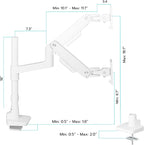 ARES WING Heavy-Duty Monitor Mount for 17-49 inches Ultrawide Curved Flat Monitors, Holds 44lbs, with Extended Column for Desk, Adjustable Gas Spring, White