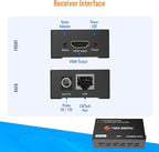 J-Tech Digital HDMI Extender 1080P 60Hz Over Single CAT 5e/6/7 PoC (Power Over Cable) up to 165ft, Deep Color EDID Copy Zero Signal Loss [JTD-HDEX-1PV2]