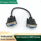 DB9 Female to VGA Female 15Pin Three-Row Signal Transmission Cable, VGA to DB9 Serial RS232 Data Cable for Mutual Transmission of Signals Between 9Pin Video Devices and Computers (5 Meter)
