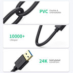 VCZHS Tech 25 ft USB Extension Cable - High Speed USB 3.0 Extender Male to Female Cord, Durable & Flexible for Mouse, Keyboard, Printer, Flash Drive, Webcam, and More