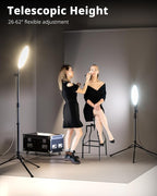 UBeesize 10" LED Light with 62" Tripod Stand, Phone Holder & Remote for iPhone, Video, TikTok, YouTube, Live Streaming, Makeup