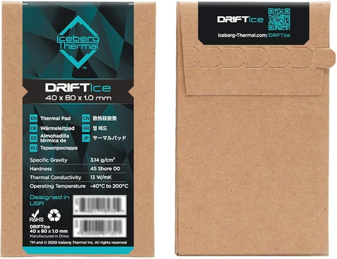Iceberg Thermal DRIFTIce Thermal Pad 80mm x 40mm x 1.0mm (13 W/mK)