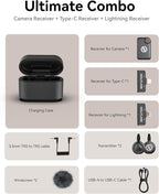 Hollyland Lark M2S Ultimate Combo (Camera RX+USB-C RX+Lightning RX) Wireless Lavalier Microphone for iPhone/Camera/Android/PC, Compact Mic, Titanium Clip, Noise Cancelling, Content Creation